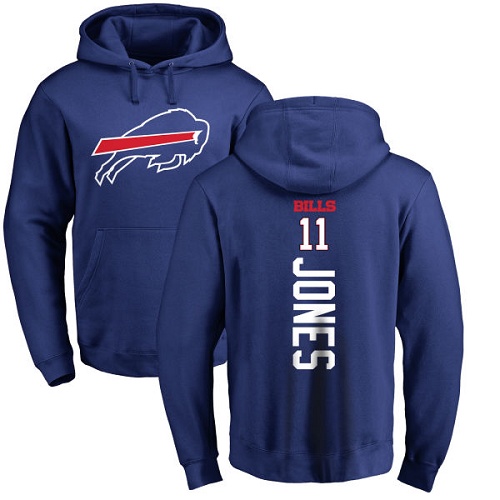 Men NFL Buffalo Bills #11 Zay Jones Royal Blue Backer Pullover Hoodie Sweatshirt